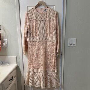 Dainty Jewells Blush Pink Long-Sleeve Lace Overlay Dress XXL